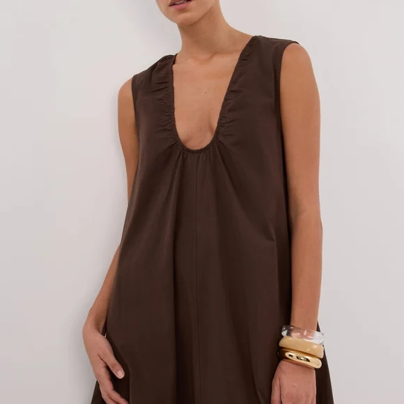 Dissh Gabby Bitter Choc Oversized Cotton Midi Dress - Picture 4 of 16